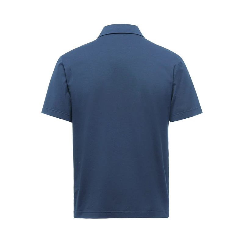 商品Prada|【预售3-7天】PRADA/普拉达 22年早春新款 男士制服蓝色弹力棉质刺绣徽标装饰短袖Polo衫UJN664_1UOR_F0141_S_202,价格¥5117,第5张图片详细描述