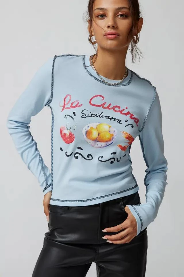 商品Urban Outfitters|La Cucina Long Sleeve Baby Tee,价格¥227,第1张图片详细描述