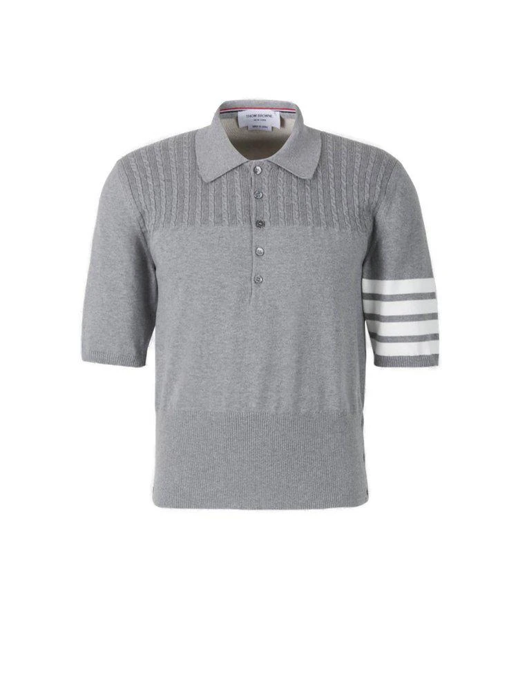 商品Thom Browne|Thom Browne 4-Bar Stripe Kitted Polo Shirt,价格¥4735,第1张图片