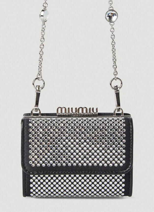 商品Miu Miu|Crystal Chain Wallet in Black,价格¥11628,第5张图片详细描述