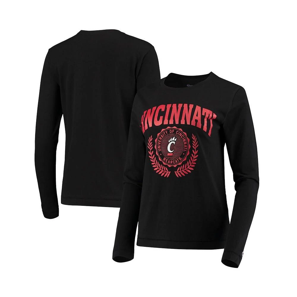 商品CHAMPION|Women's Black Cincinnati Bearcats University Laurels Long Sleeve T-shirt,价格¥229,第1张图片