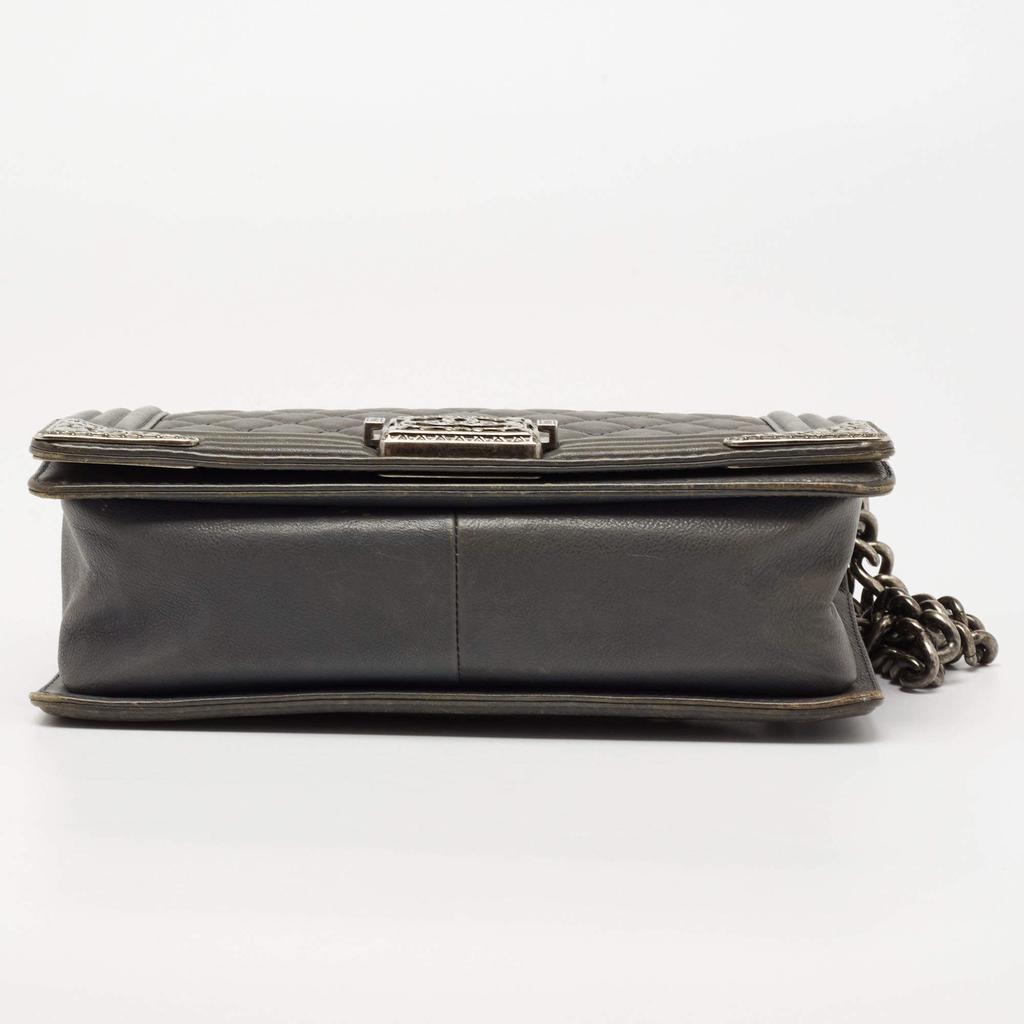 Chanel Grey Quilted Leather Medium Paris Dallas Boy Flap Bag商品第7张图片规格展示