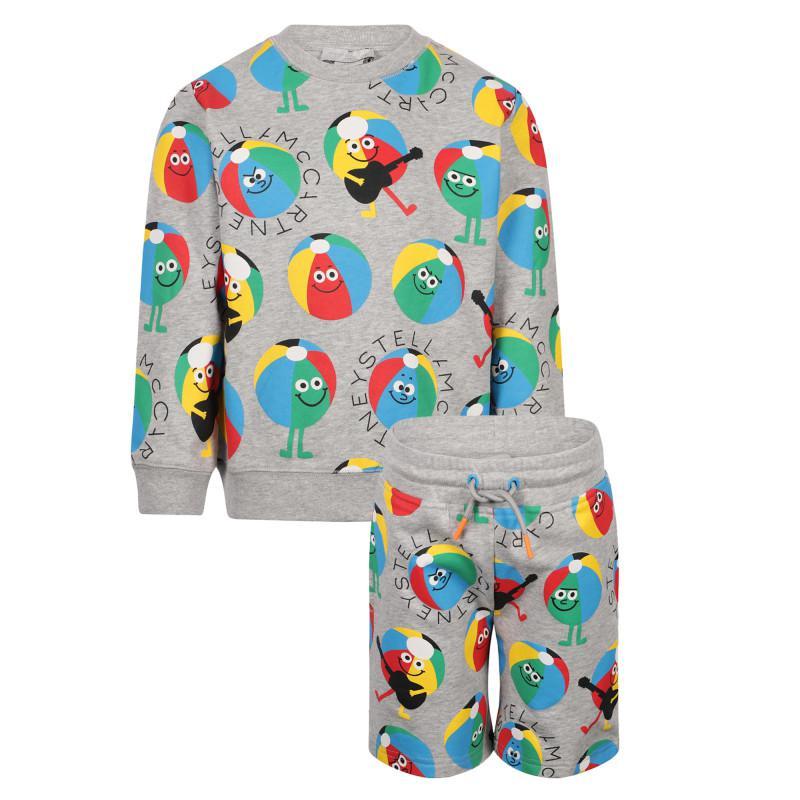 商品Stella McCartney|Beach ball print all over sweatshirt and shorts set in grey,价格¥1393,第1张图片