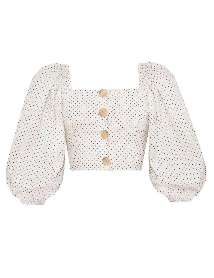 商品Pixie Market|Suki Polka Dot Puff Sleeve Top,价格¥512,第4张图片详细描述