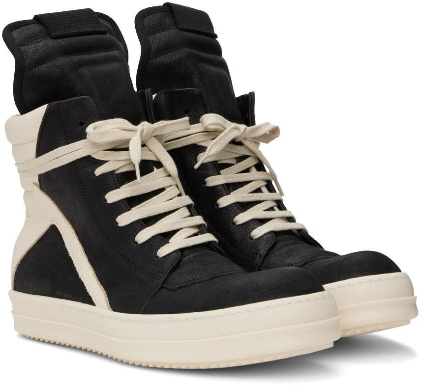 商品Rick Owens|Black & Off-White Geobasket Sneakers,价格¥8091,第4张图片详细描述