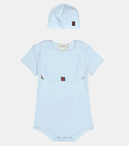 商品Gucci|Cotton bodysuit, bib and hat set,价格¥2399,第2张图片详细描述