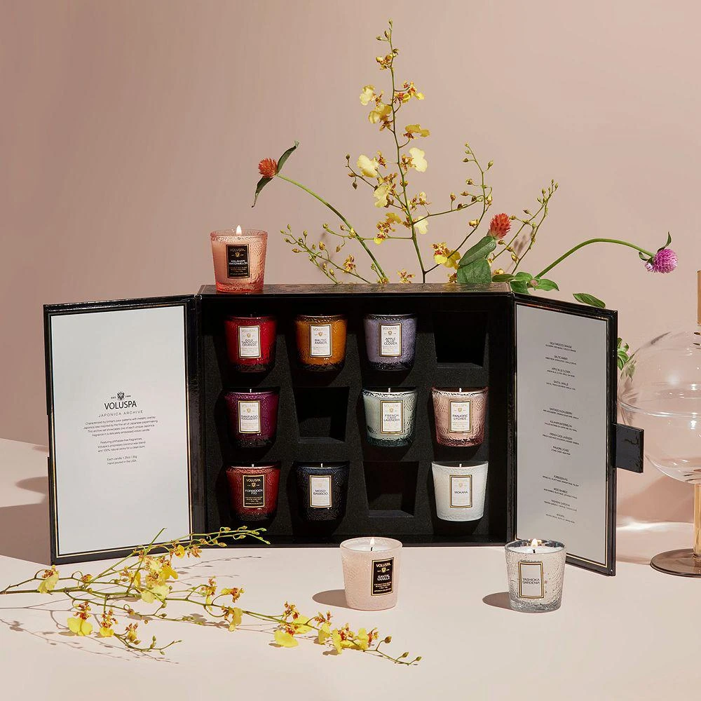 【包装盒轻微翘边、蜡油轻微溢出】Japonica Archive 12 Embossed Glass Candles Gift Set 商品