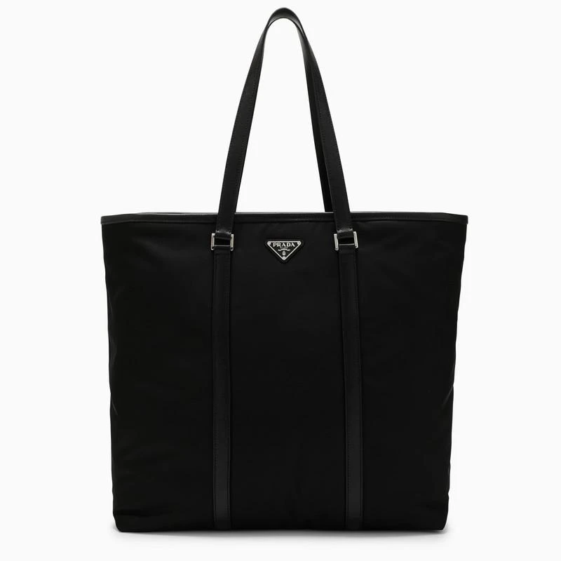 商品Prada|Black Re-Nylon and leather tote bag,价格¥13836,第1张图片