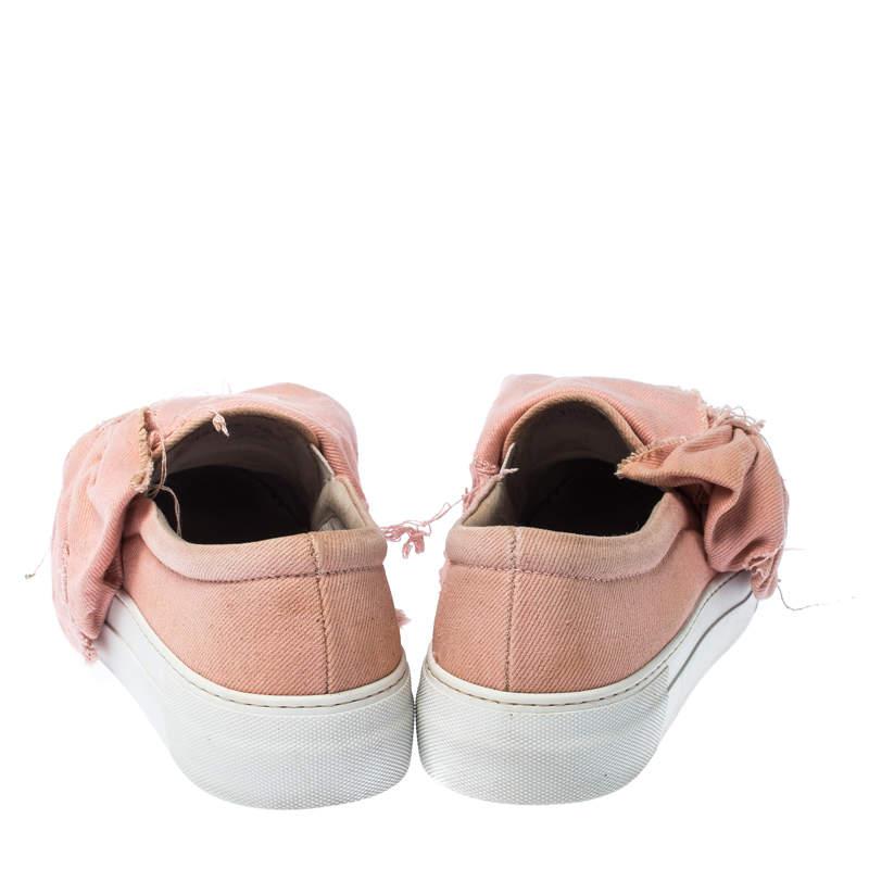 Joshua Sanders Light Pink Canvas Bow Slip On Sneakers Size 40商品第5张图片规格展示