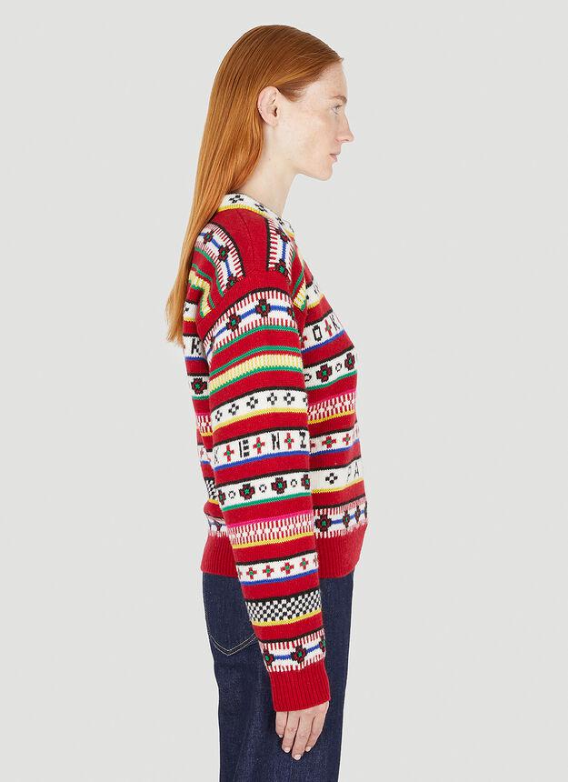 Graphic Intarsia Sweater in Red商品第3张图片规格展示