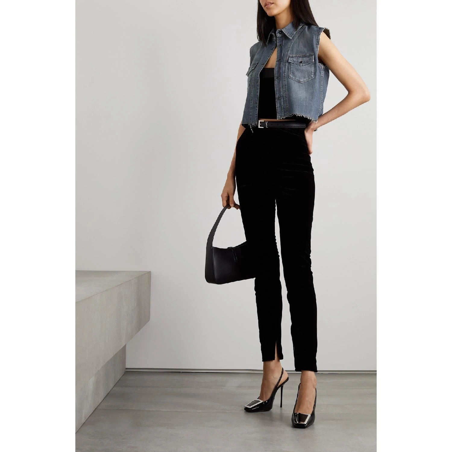 包邮包税【预售7天发货】 YSL圣罗兰SAINT LAURENT 23秋冬 女士 马甲 磨边牛仔马甲 38063312419756657 694551Y02TA4372  商品