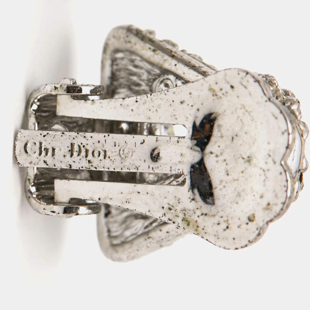 商品[二手商品] Dior|Dior CD Crystals SIlver Tone Metal Clip On Earrings,价格¥1421,第4张图片详细描述