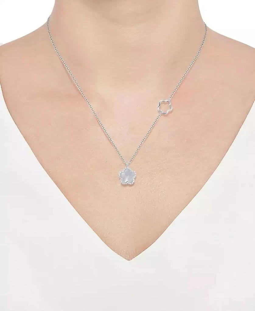 商品Macy's|Mother Of Pearl Flower Pendant Necklace in Sterling Silver, 16" + 2" extender,价格¥374,第2张图片详细描述