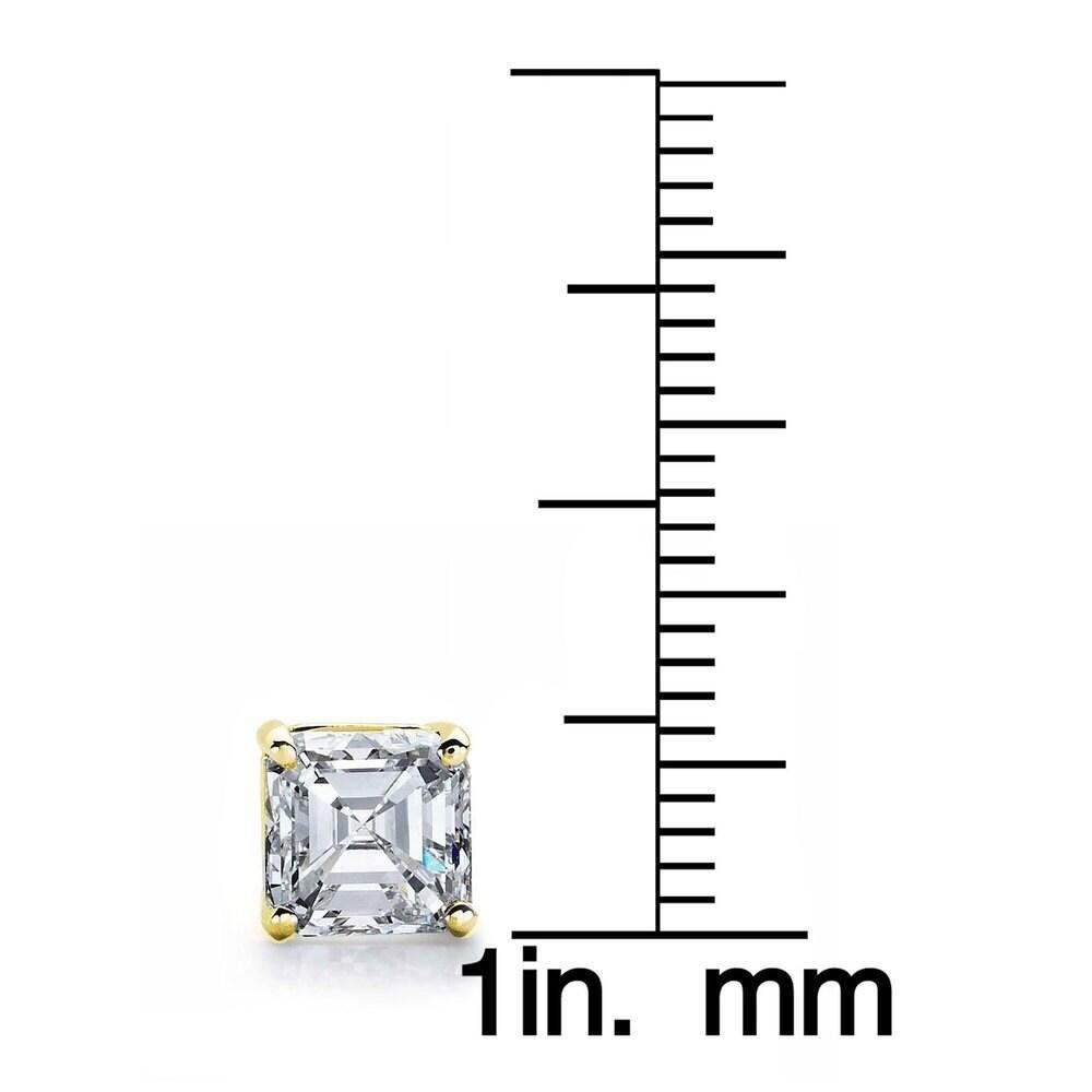 商品Suzy Levian|Suzy Levian Gold Plated Sterling Silver Asscher-Cut Cubic Zirconia 6mm 2.50 cttw Stud Earrings,价格¥1613,第4张图片详细描述