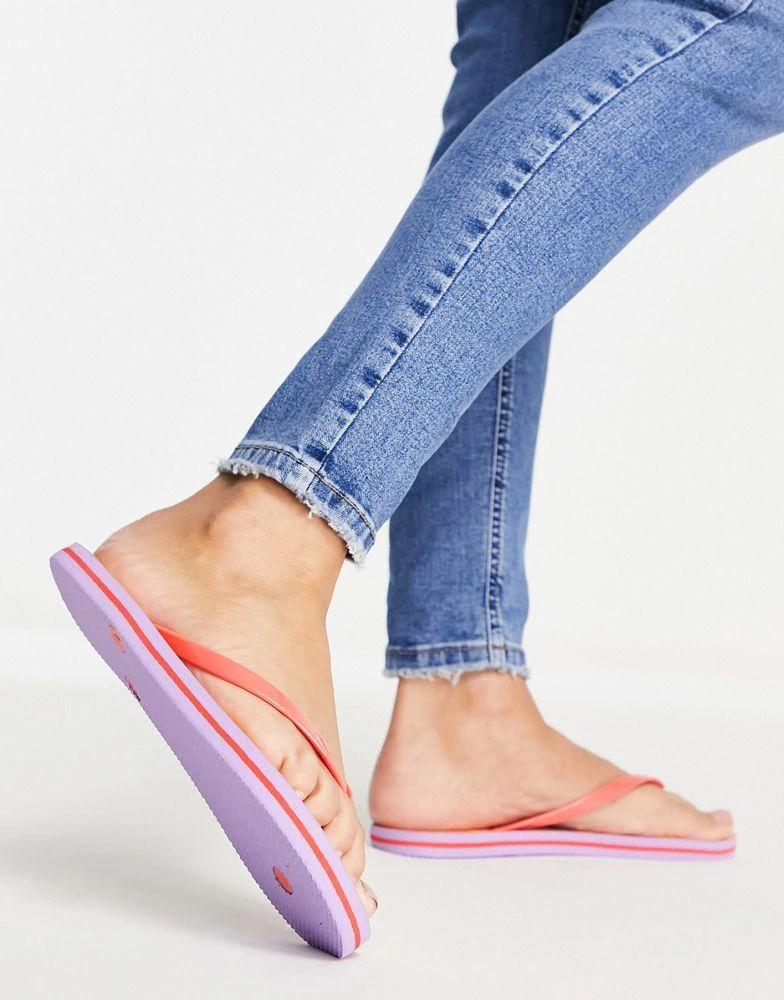 商品VERO MODA|Vero Moda flip flops in orange & lilac print,价格¥83,第2张图片详细描述