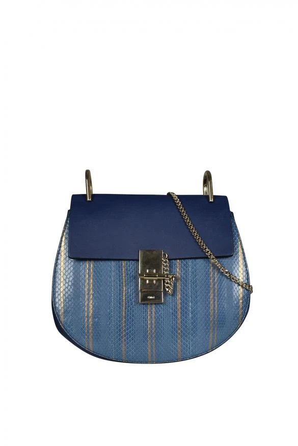 商品Chloé|Luxury handbag drew chloé shoulder bag in leather and blue python,价格¥12172,第1张图片