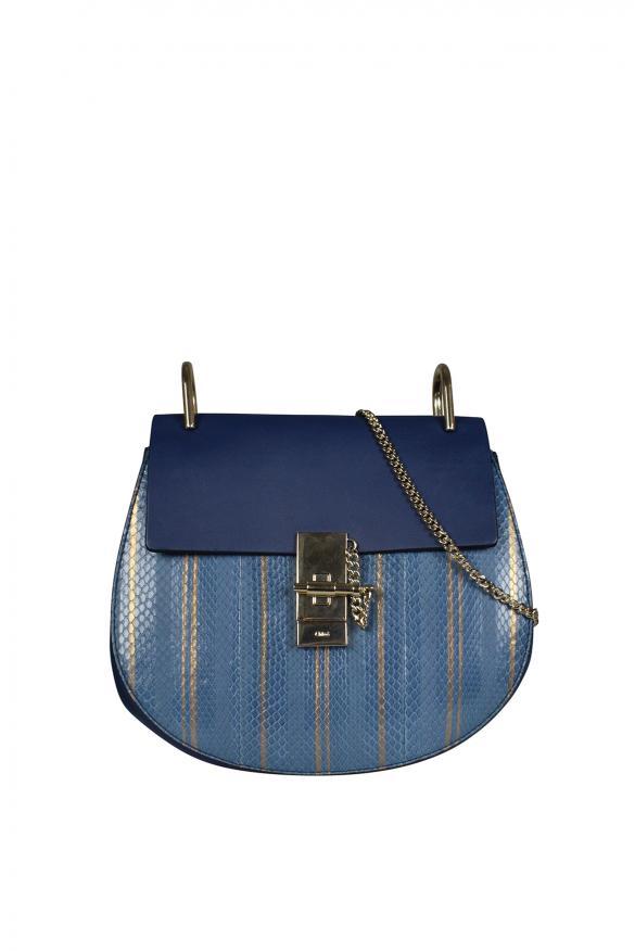 商品Chloé|Luxury Handbag   Drew Chloé Shoulder Bag In Leather And Blue Python,价格¥10324,第1张图片