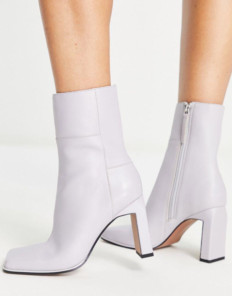 ASOS DESIGN Envy leather high-heeled boots in lilac商品第3张图片规格展示