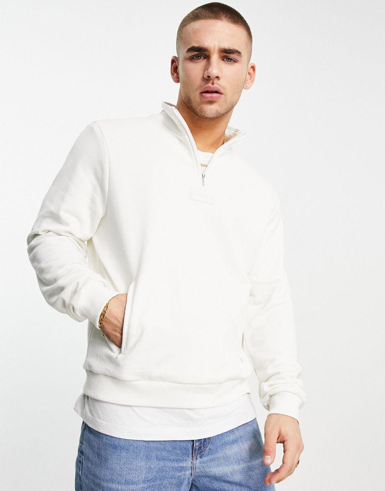 商品Fila|Fila half zip sweatshirt with logo in white,价格¥263,第1张图片