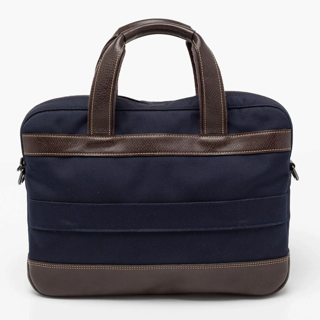 商品[二手商品] Longchamp| Longchamp Navy Blue/Brown Leather And Canvas Boxford Laptop Bag,价格¥1728,第4张图片详细描述