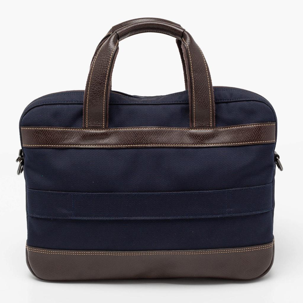 商品[二手商品] Longchamp|Longchamp Navy Blue/Brown Leather And Canvas Boxford Laptop Bag,价格¥1656,第6张图片详细描述