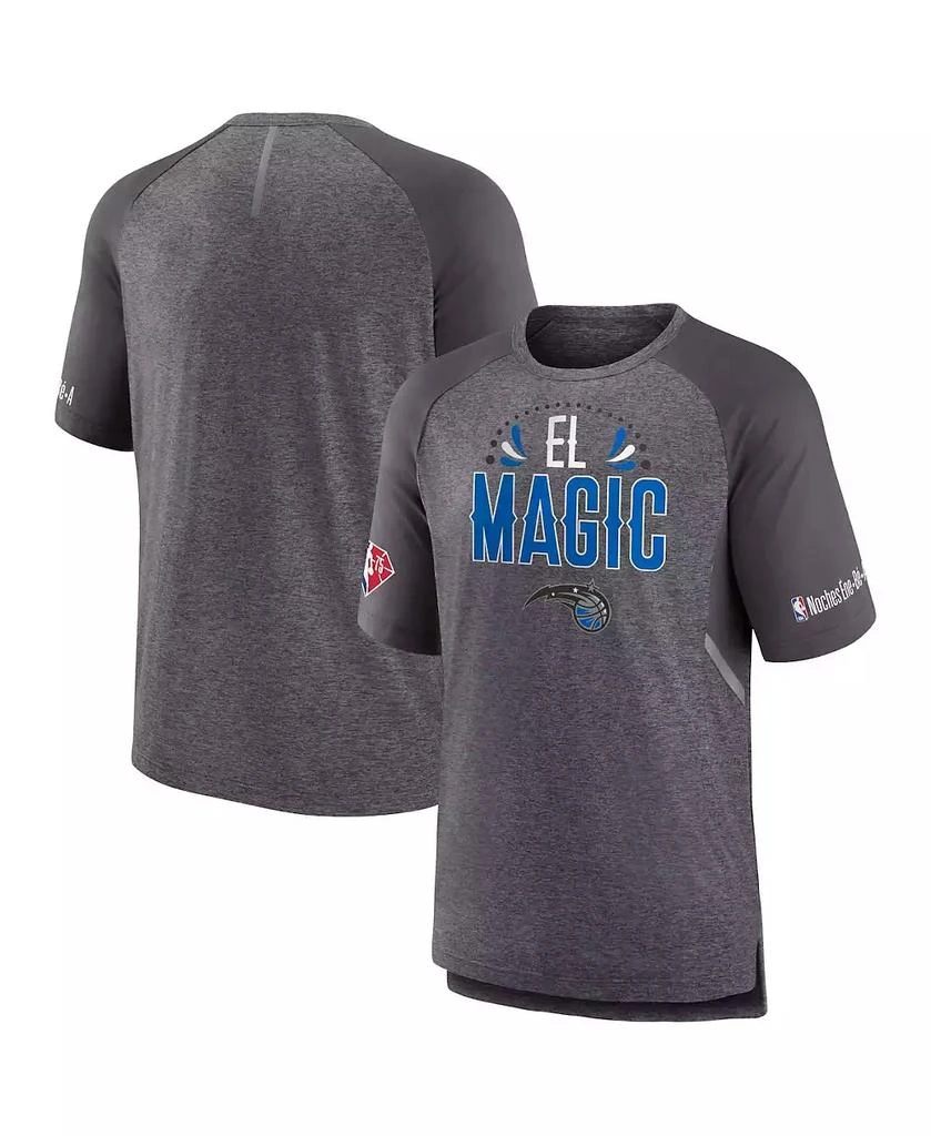 商品Fanatics|Men's Heathered Gray Orlando Magic 2022 Noches Ene-Be-A Core Shooting Raglan T-shirt,价格¥381,第1张图片