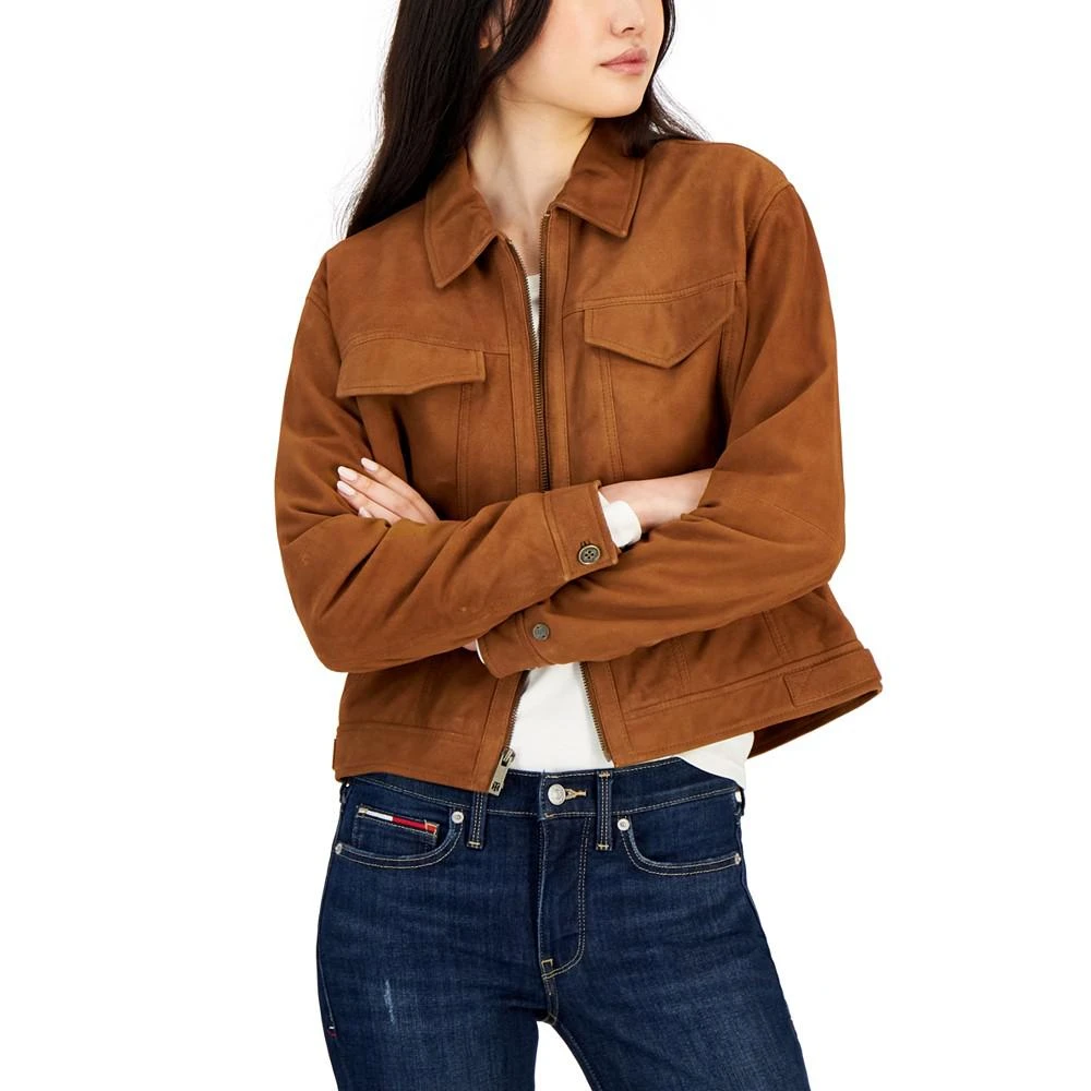 商品Tommy Hilfiger|Women's Suede Zip Trucker Jacket,价格¥2177,第1张图片