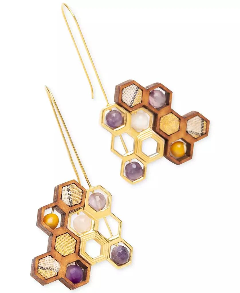 商品Nectar Nectar New York|18k Gold-Plated Mixed Gemstone Honeycomb Drop Earrings,价格¥972,第2张图片详细描述