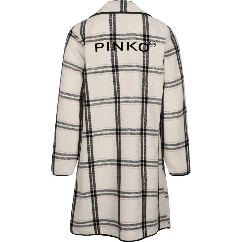 商品PINKO|Checked tassel coat in black and off white,价格¥2455,第2张图片详细描述
