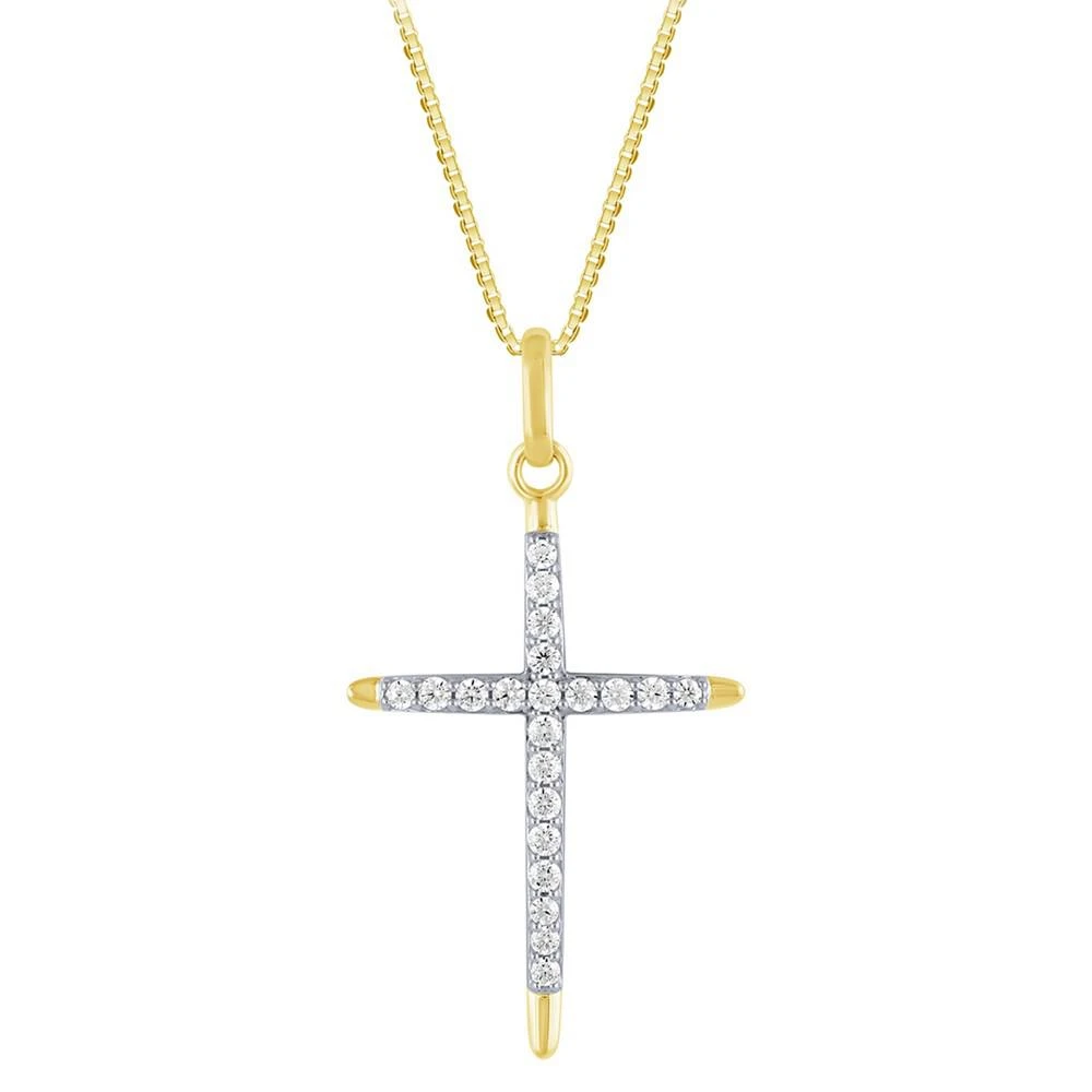 商品Macy's|Diamond Cross Pendant Necklace (1/2 ct. t.w.) in 14k Two-Tone Gold, 16" + 2" extender,价格¥5422,第4张图片详细描述