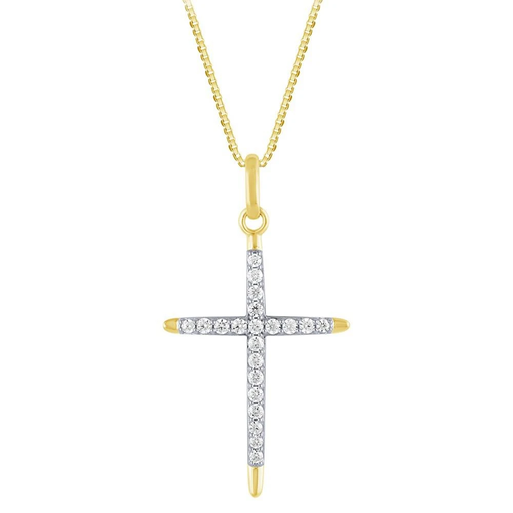 商品Macy's|Diamond Cross Pendant Necklace (1/2 ct. t.w.) in 14k Two-Tone Gold, 16" + 2" extender,价格¥7479,第4张图片详细描述