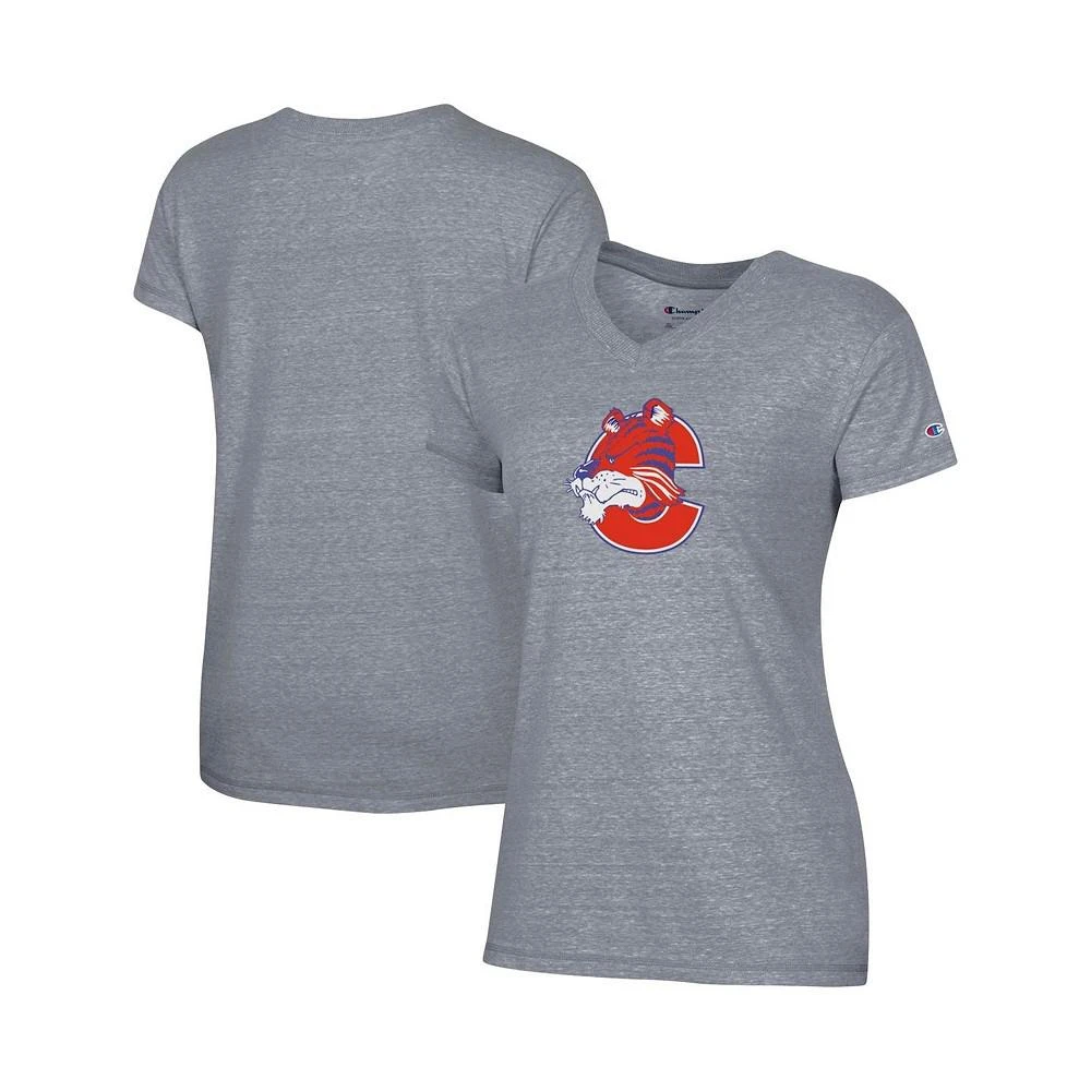 商品CHAMPION|Women's Gray Clemson Tigers Vault Logo V-Neck T-shirt,价格¥222,第1张图片