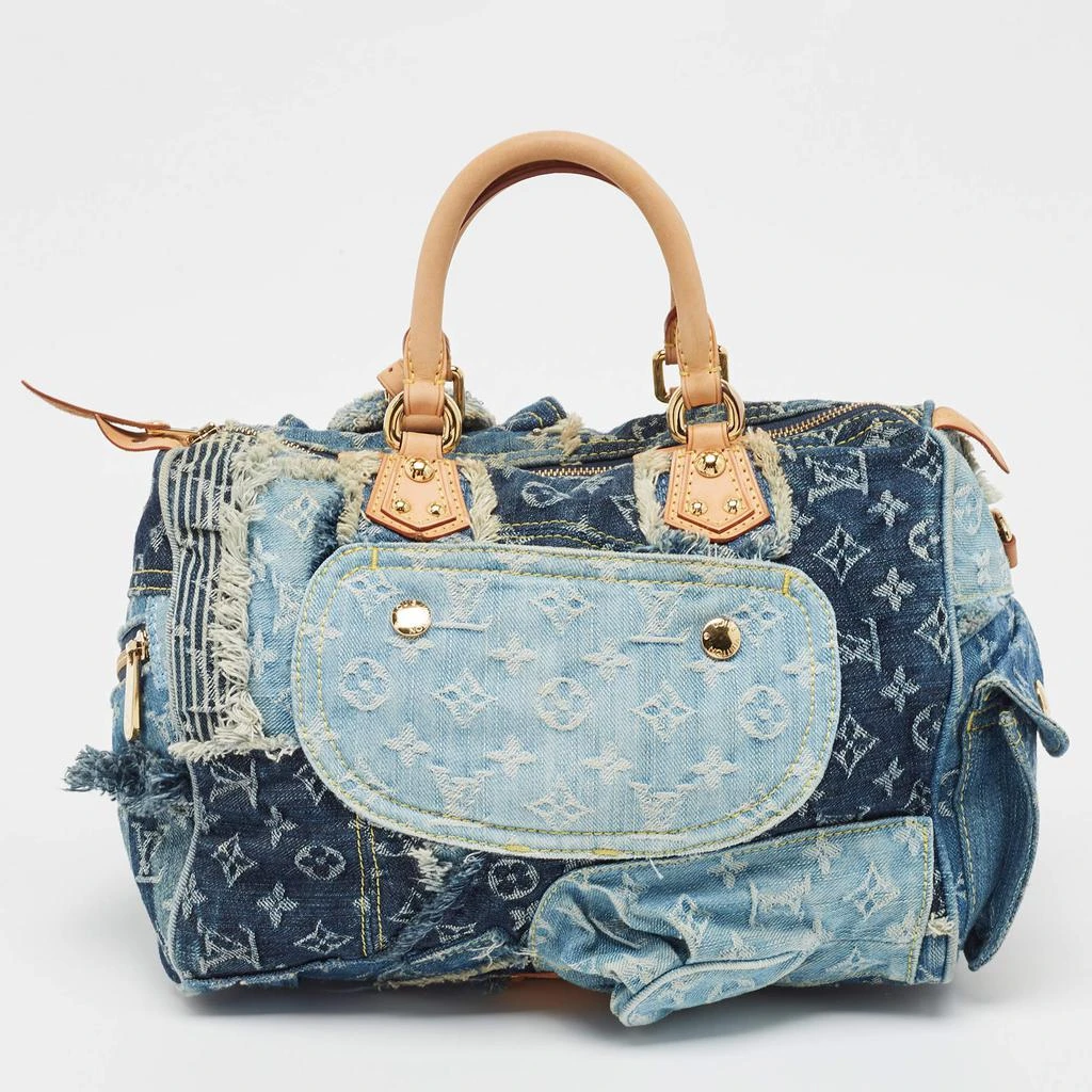 商品[二手商品] Louis Vuitton|Louis Vuitton Blue Monogram Denim Limited Edition Patchwork Speedy Bag,价格¥19916,第4张图片详细描述