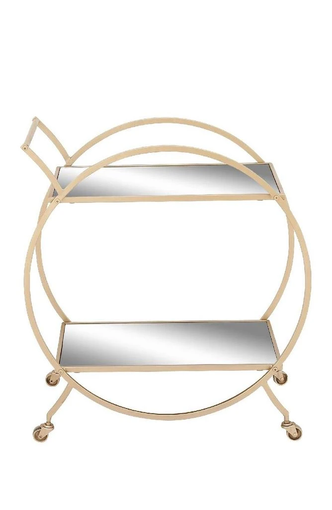 商品WILLOW ROW|Goldtone Metal Contemporary Bar Cart with Wheels,价格¥1228,第1张图片