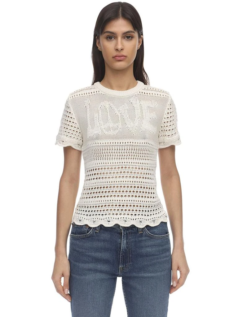 商品AMIRI|Love Intarsia Knit Crochet Top,价格¥2478,第1张图片