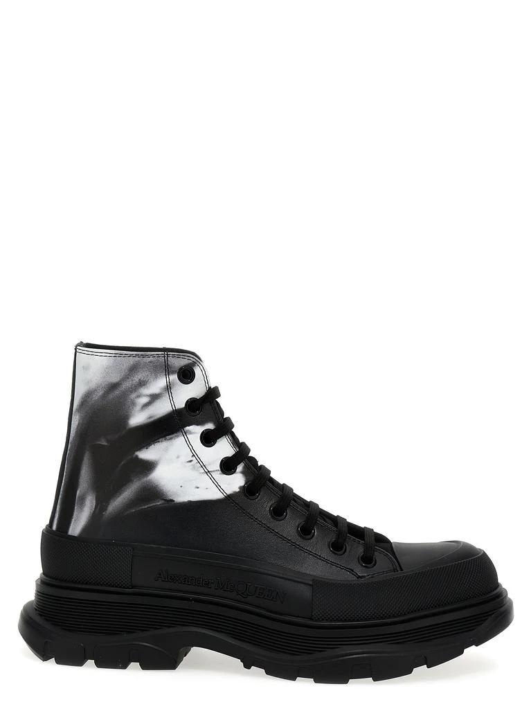 商品Alexander McQueen|Tread Slick Solarised Flower Ankle Boots Boots, Ankle Boots White/Black,价格¥3569,第1张图片