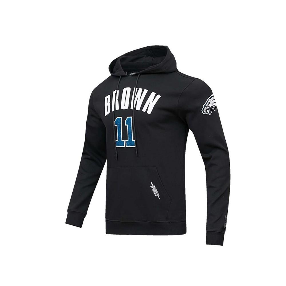 Men's A.J. Brown Black Philadelphia Eagles Player Name and Number Pullover Hoodie商品第3张图片规格展示