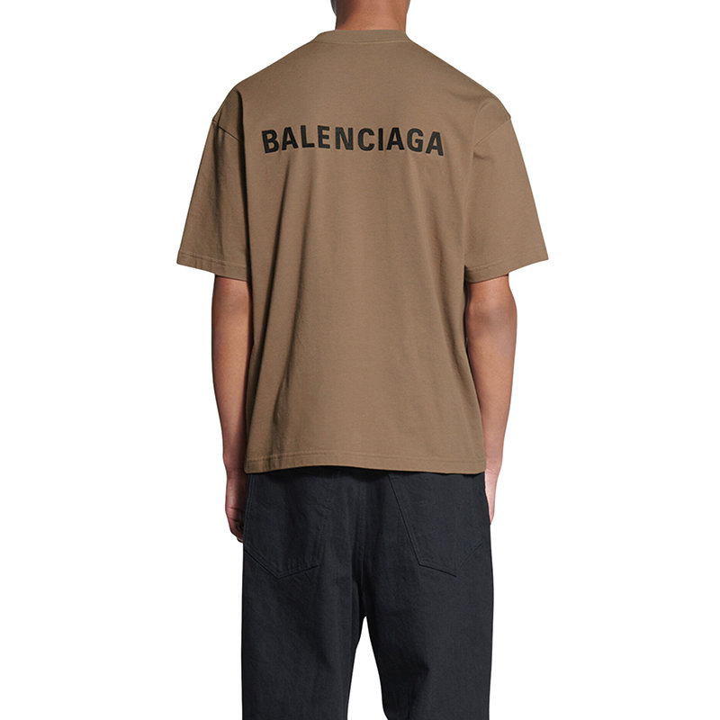 【预售3-7天】Balenciaga/巴黎世家 22年春夏新款 男女同款浅褐色纯棉常规版型短袖T恤612966TMVF47761商品第5张图片规格展示