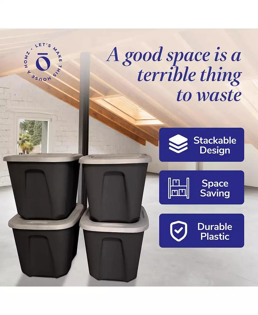 商品Homz|6610BKTS.10 10 Gallon Durable Molded Plastic Storage Bin with Secure Lid,价格¥202,第2张图片详细描述