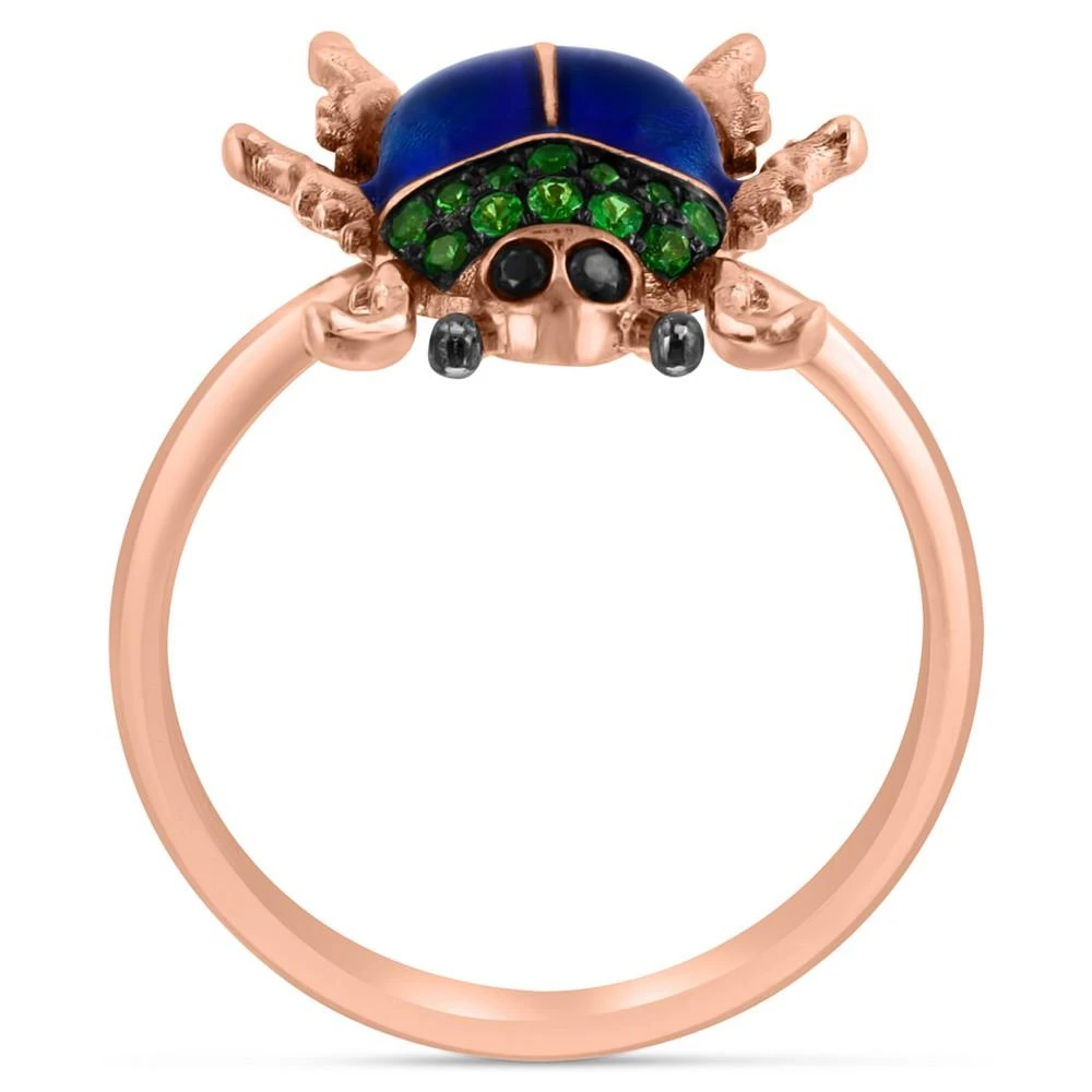 商品Effy|EFFY® Tsavorite (1/6 ct. t.w.) & Black Diamond Accent Beetle Ring in Blue Enamel & 14k Rose Gold,价格¥13586,第4张图片详细描述