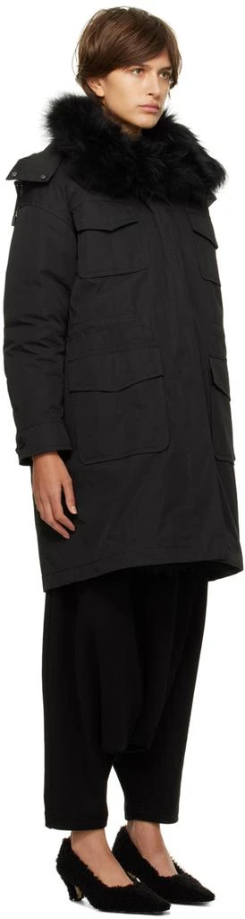 商品Yves Salomon|Black Bachette Shearling Down Coat,价格¥6316,第2张图片详细描述