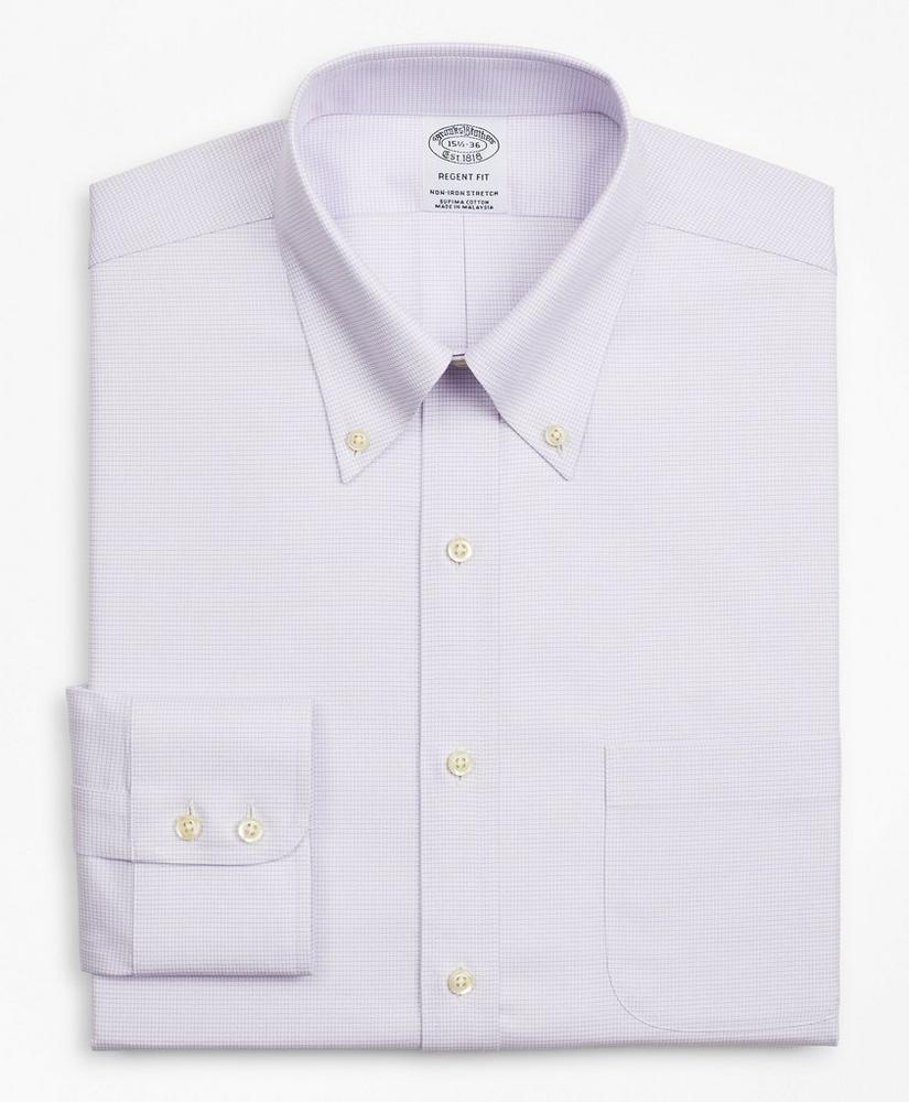 商品Brooks Brothers|Stretch Regent Regular-Fit Dress Shirt, Non-Iron Twill Button-Down Collar Micro-Check,价格¥450,第4张图片详细描述
