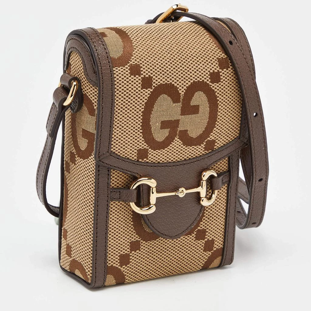 商品Gucci|Gucci Beige Jumbo GG Canvas and Leather Horsebit 1955 Crossbody Bag,价格¥8232,第3张图片详细描述