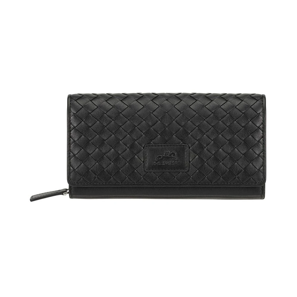 商品Mancini Leather Goods|Women's Basket Weave Collection RFID Secure Clutch Wallet,价格¥844,第1张图片