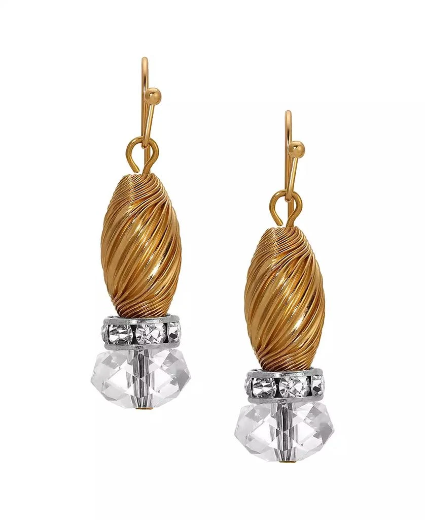 商品2028|Crystal Accent Twisted Bead Drop Earrings,价格¥216,第2张图片详细描述