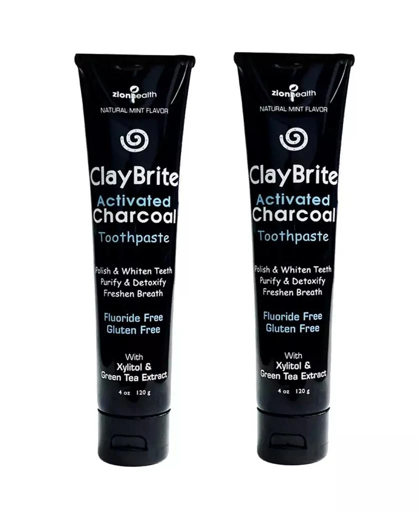 商品Zion Health|Claybrite Activated Charcoal Toothpaste Set of 2 Pack, 8oz,价格¥113,第1张图片