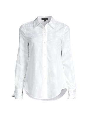 Cuff Sheer Pinstripe Button-Down Shirt商品第3张图片规格展示