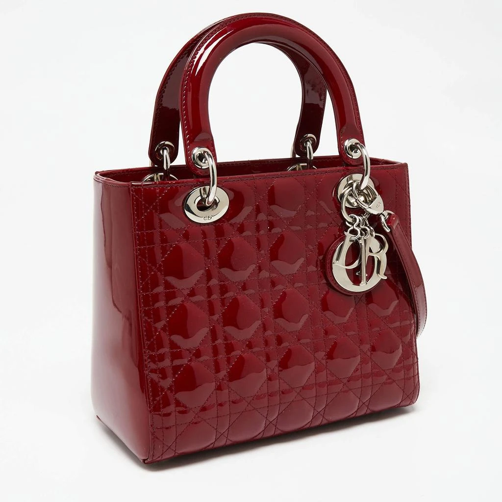 商品[二手商品] Dior|Dior Red Cannage Patent Leather Medium Lady Dior Tote,价格¥20299,第3张图片详细描述