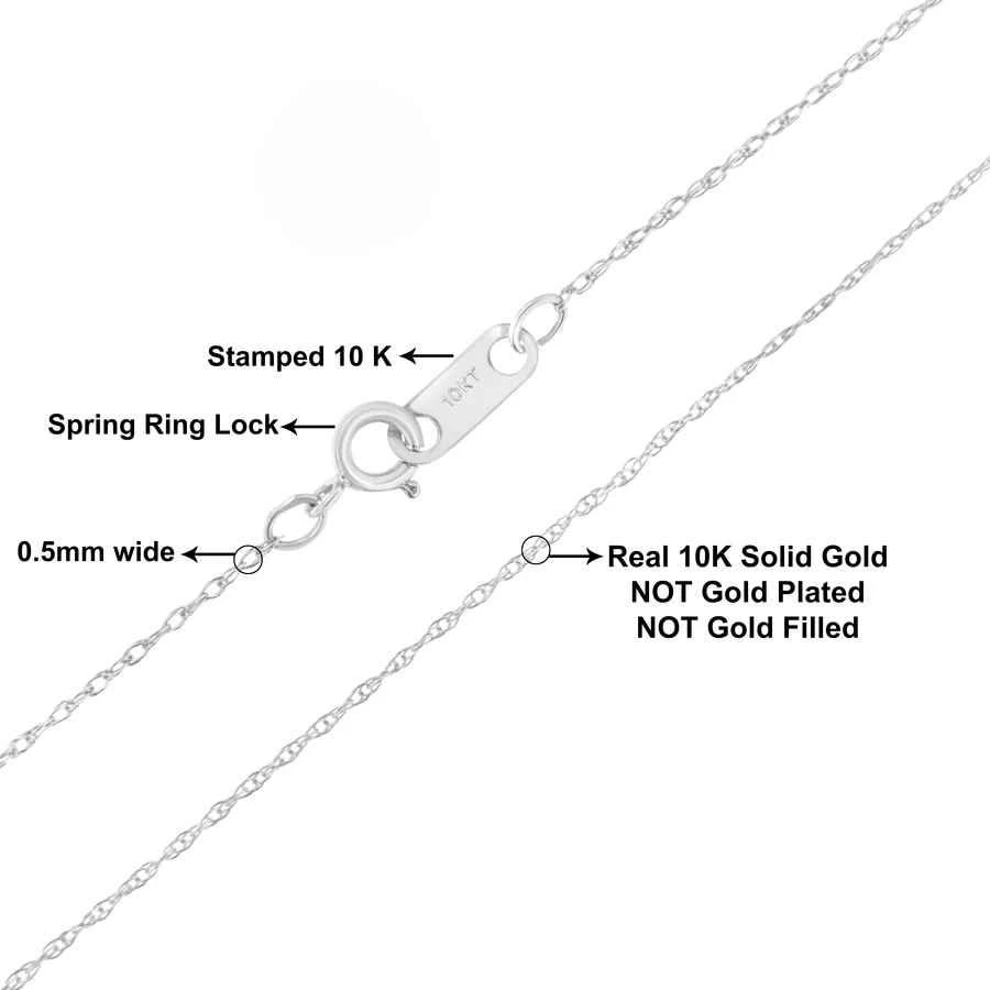 商品Haus Of Brilliance|Solid 10k White Gold 0.5MM Rope Chain Necklace. Unisex Chain - Size 18" Inches,价格¥595,第2张图片详细描述