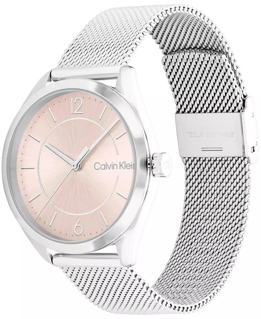 商品Calvin Klein|Women's Silver-Tone Stainless Steel Mesh Bracelet Watch 36mm,价格¥802,第2张图片详细描述